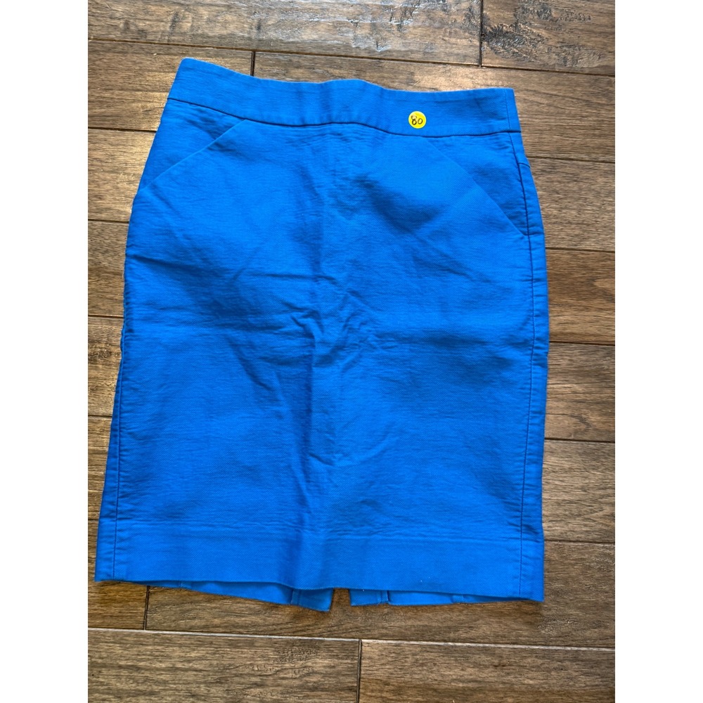 J.Crew The Pencil Skirt Women 4 Blue Cotton Textured Knee Length 37415
